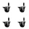 Service Caster 3'' Phenolic Swivel 1-1/8'' Expanding Stem Caster Set with Brake, 4PK SCC-EX20S314-PHR-PLB-118-4 - alternate 1